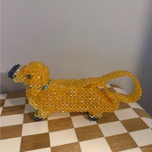Susan Alexandra Yellow Beaded Dachshund Mini Bag - Brand New